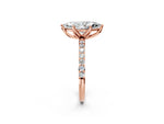 Marquise Cut Diamond Solitaire Ring in Rose gold with Round Shared Prong Pavé Band_20