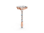 Marquise Cut Diamond Solitaire Ring in Rose gold with Shared Prong Marquise and Round Side Stones_14