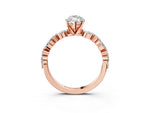 Marquise Cut Diamond Solitaire Ring in Rose gold with Shared Prong Marquise and Round Side Stones_15