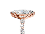 Marquise Cut Diamond Solitaire Ring in Rose gold with Shared Prong Marquise and Round Side Stones_17