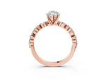 Marquise Cut Diamond Solitaire Ring in Rose gold with Shared Prong Marquise and Round Side Stones_39