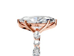 Marquise Cut Diamond Solitaire Ring in Rose gold with Shared Prong Marquise and Round Side Stones_41