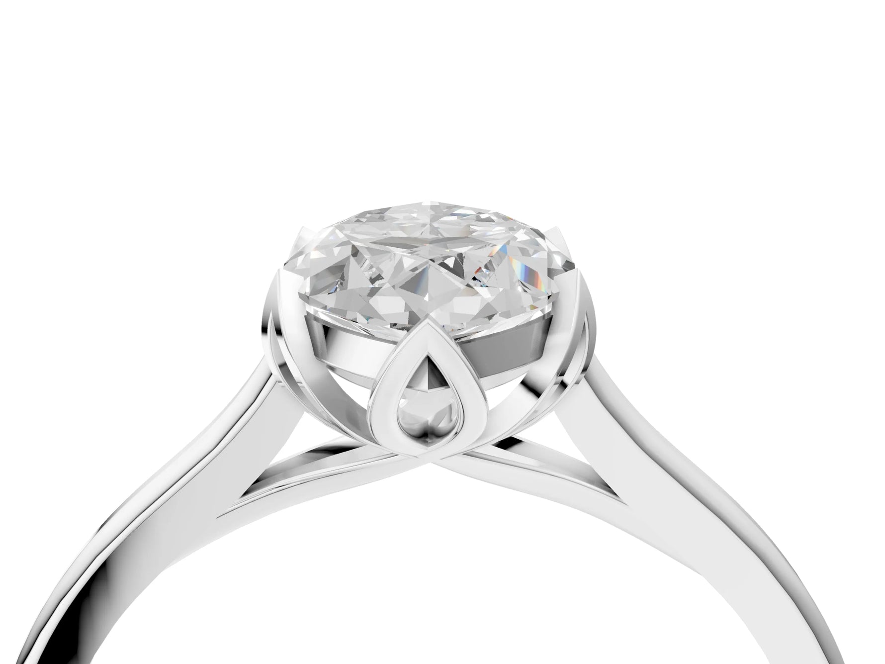 Marquise Cut Diamond Solitaire Ring in White gold with Flower Prong Setting_10