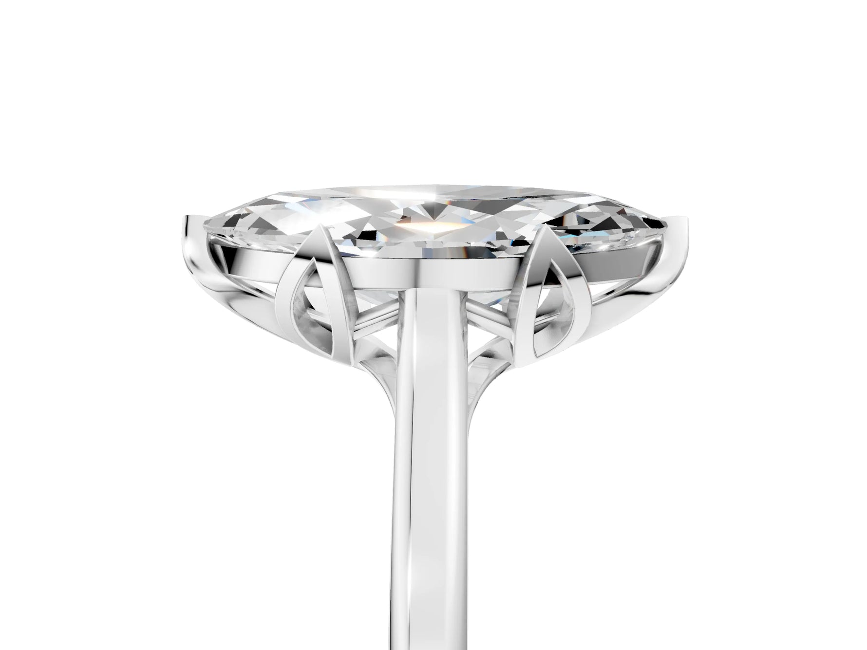 Marquise Cut Diamond Solitaire Ring in White gold with Flower Prong Setting_11