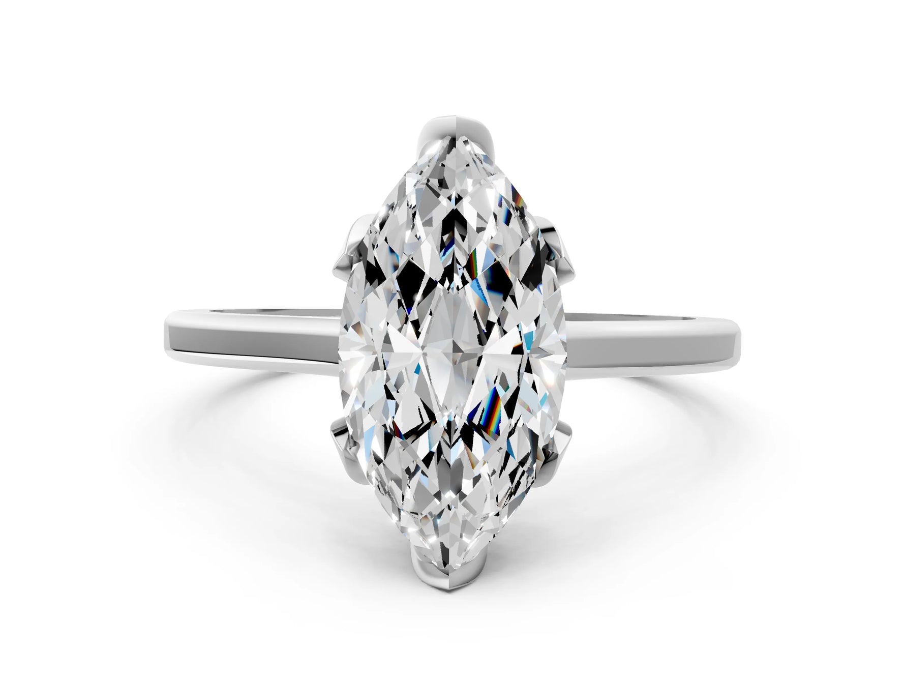 Marquise Cut Diamond Solitaire Ring in White gold with Flower Prong Setting_6