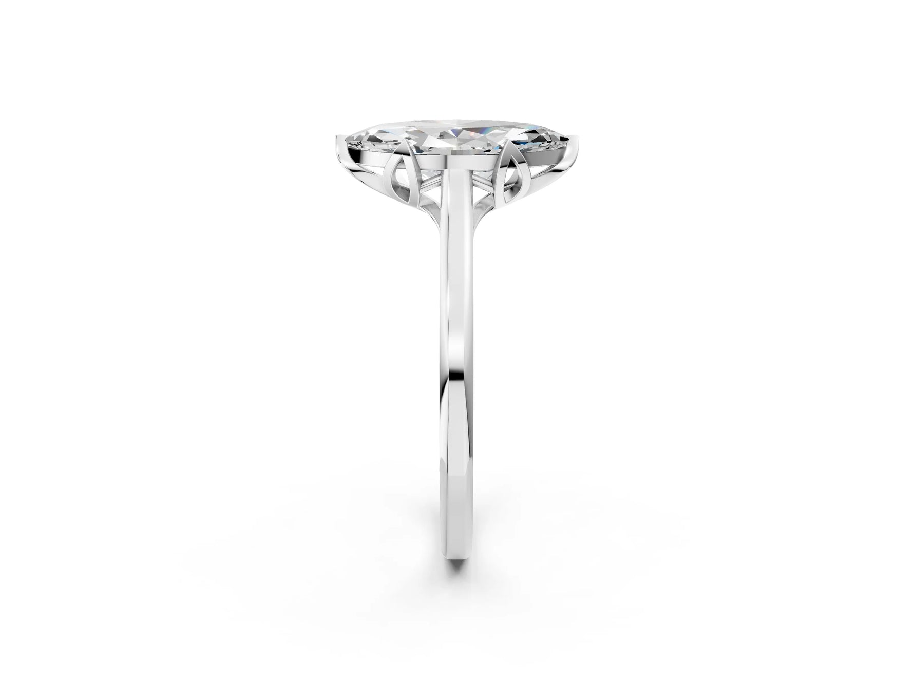 Marquise Cut Diamond Solitaire Ring in White gold with Flower Prong Setting_8