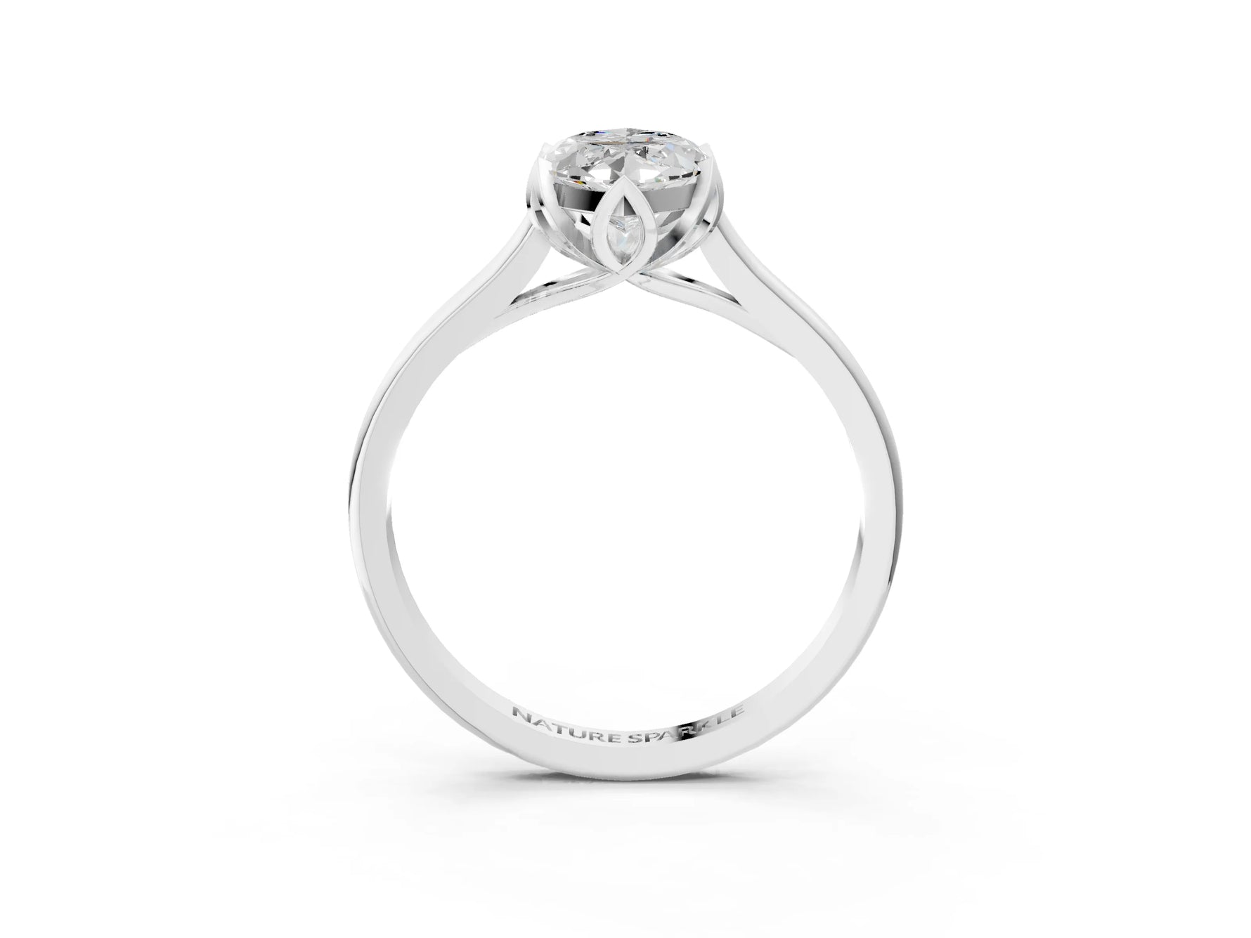 Marquise Cut Diamond Solitaire Ring in White gold with Flower Prong Setting_9