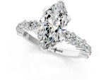 Marquise Cut Diamond Solitaire Ring in White gold with Pear and Round Cluster Band_13