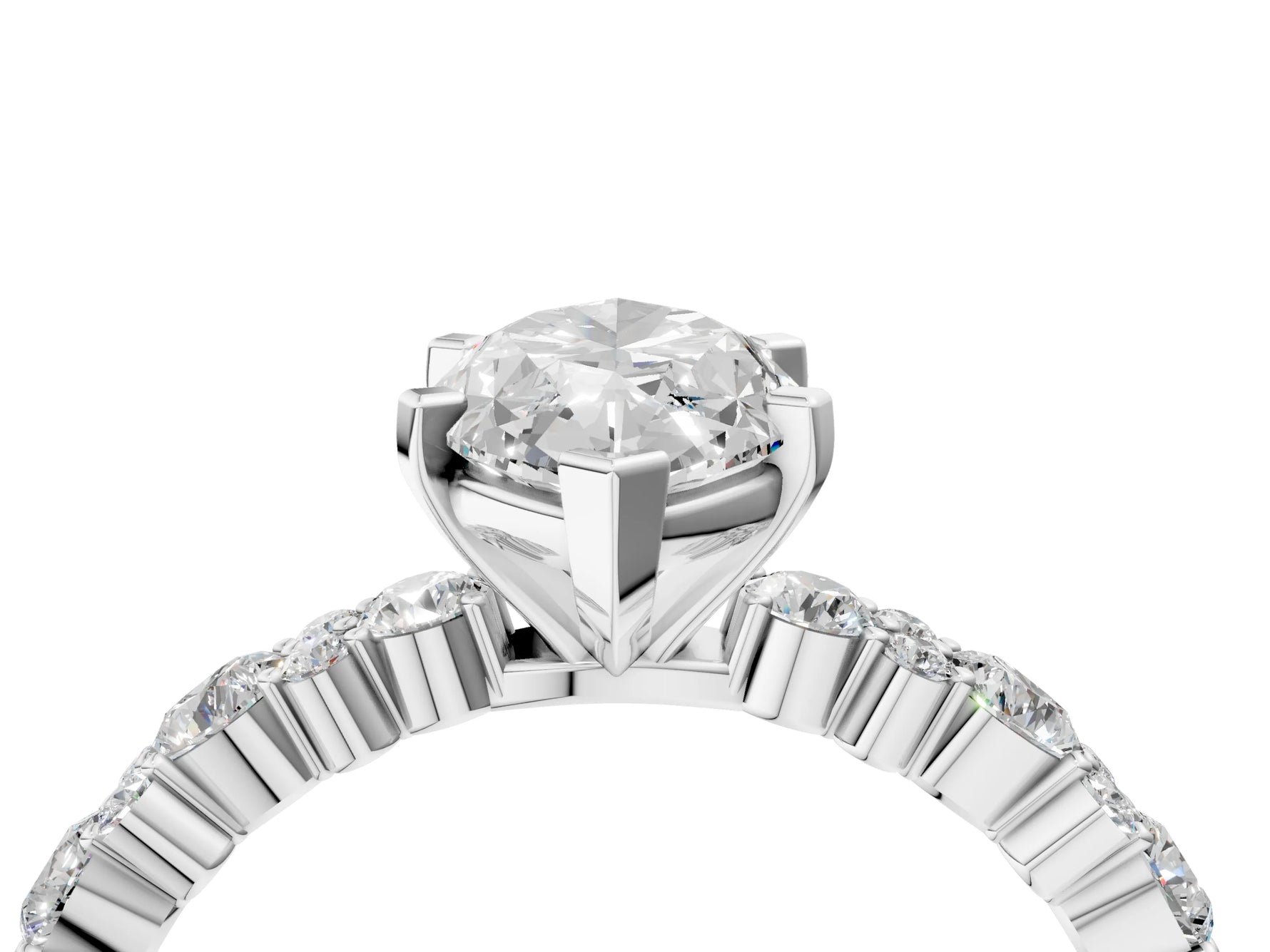 Marquise Cut Diamond Solitaire Ring in White gold with Pear and Round Cluster Band_16
