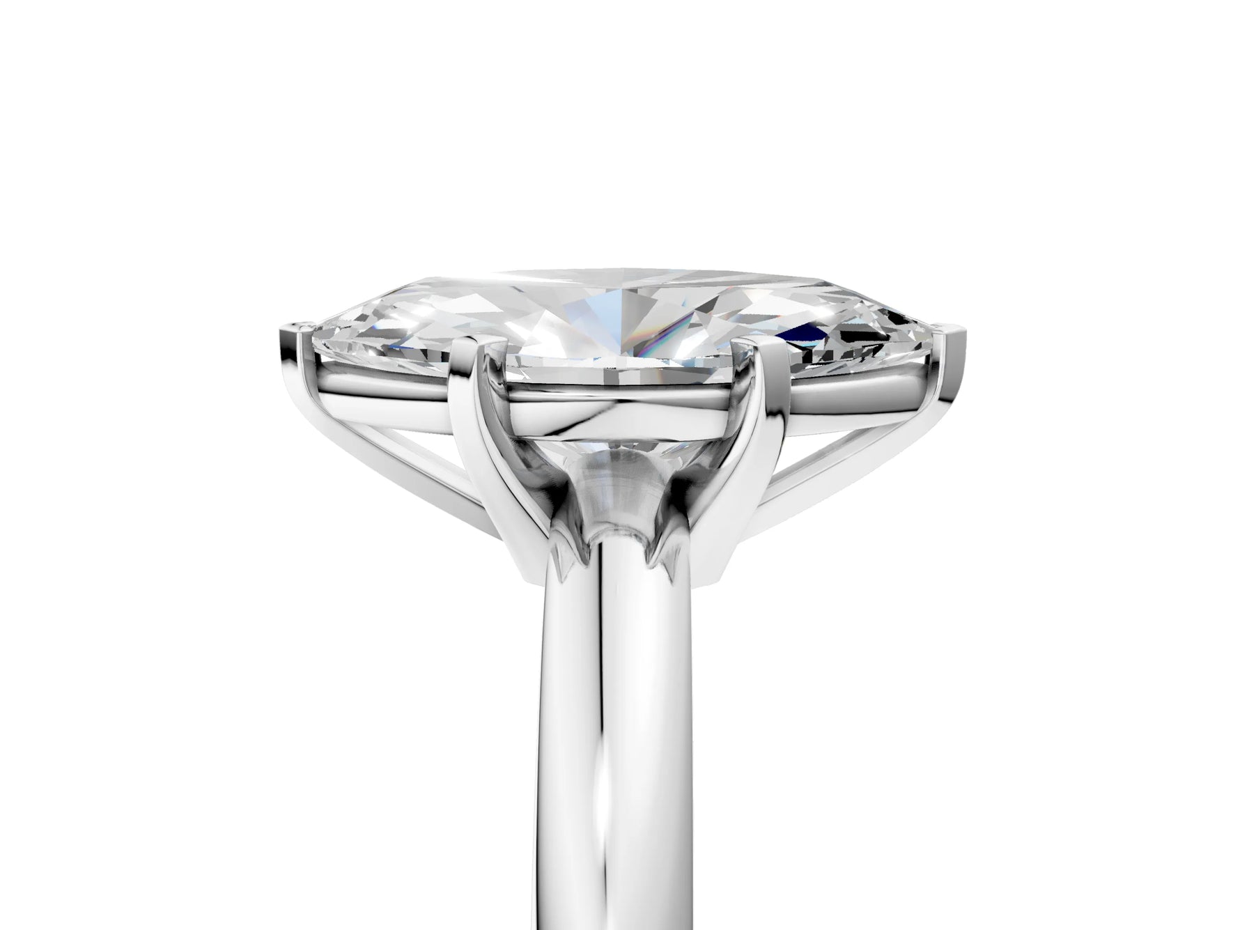 Marquise Cut Diamond Solitaire Ring in White gold with Prong Setting and Rounded Band_23