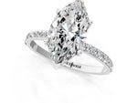 Marquise Cut Diamond Solitaire Ring in White gold with Round Pavé Band_25