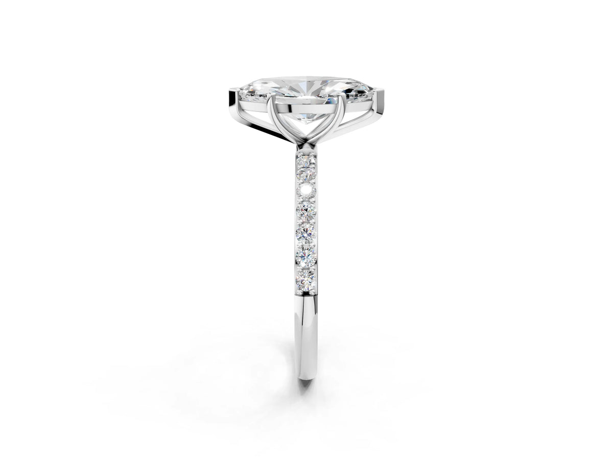 Marquise Cut Diamond Solitaire Ring in White gold with Round Pavé Band_26