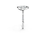Marquise Cut Diamond Solitaire Ring in White gold with Round Pavé Band_26