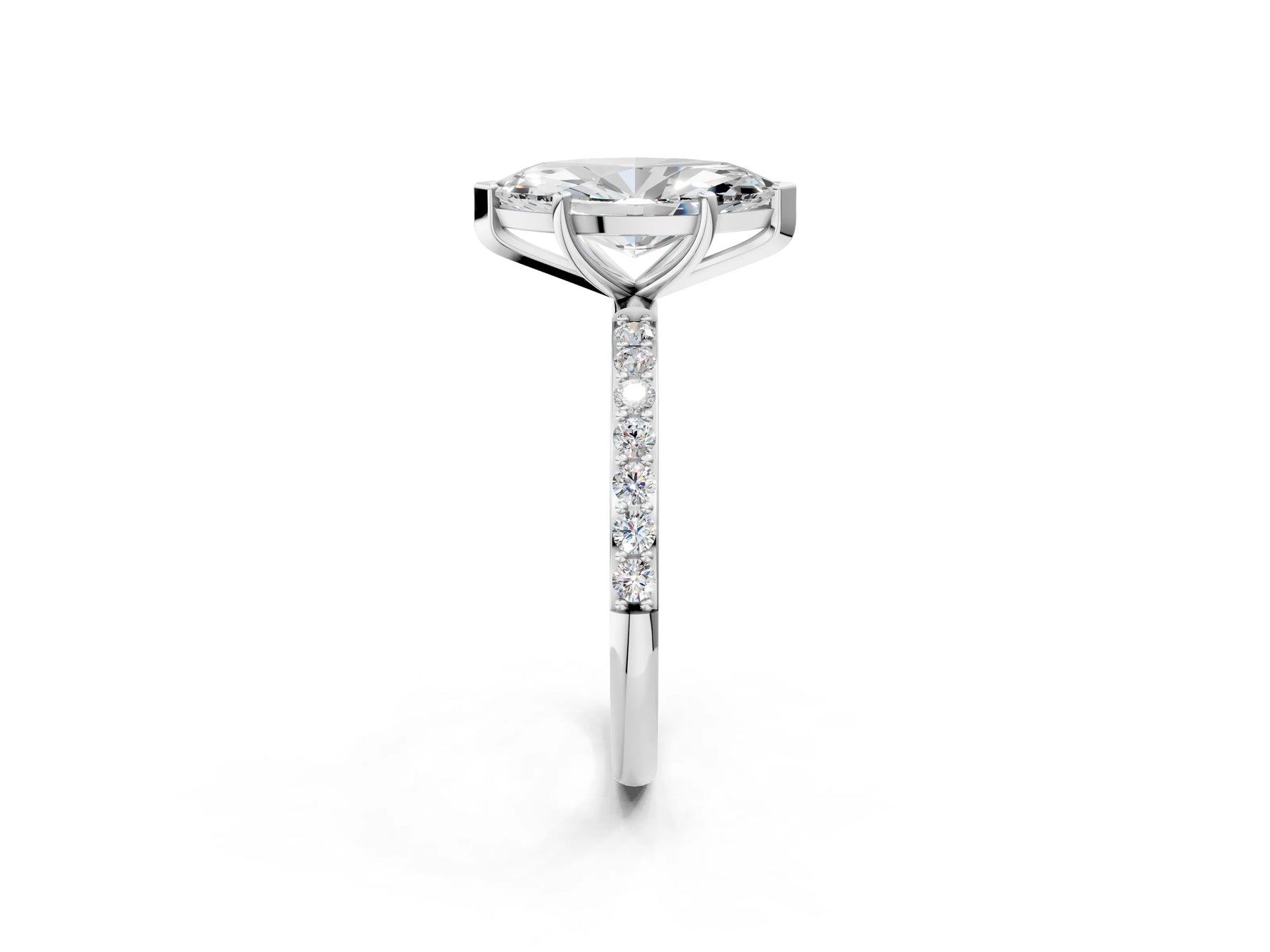 Marquise Cut Diamond Solitaire Ring in White gold with Round Pavé Band_26
