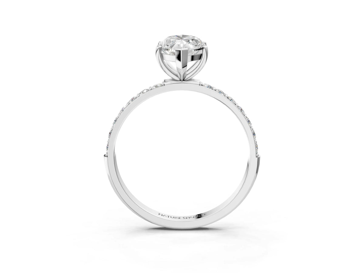 Marquise Cut Diamond Solitaire Ring in White gold with Round Pavé Band_27