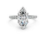Marquise Cut Diamond Solitaire Ring in White gold with Round Shared Prong Pavé Band_18
