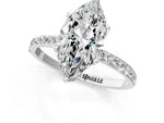 Marquise Cut Diamond Solitaire Ring in White gold with Round Shared Prong Pavé Band_19