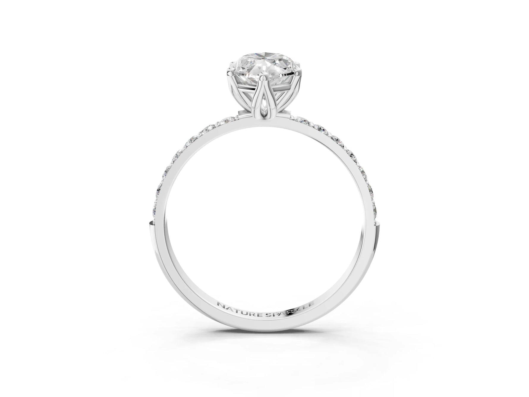 Marquise Cut Diamond Solitaire Ring in White gold with Round Shared Prong Pavé Band_21