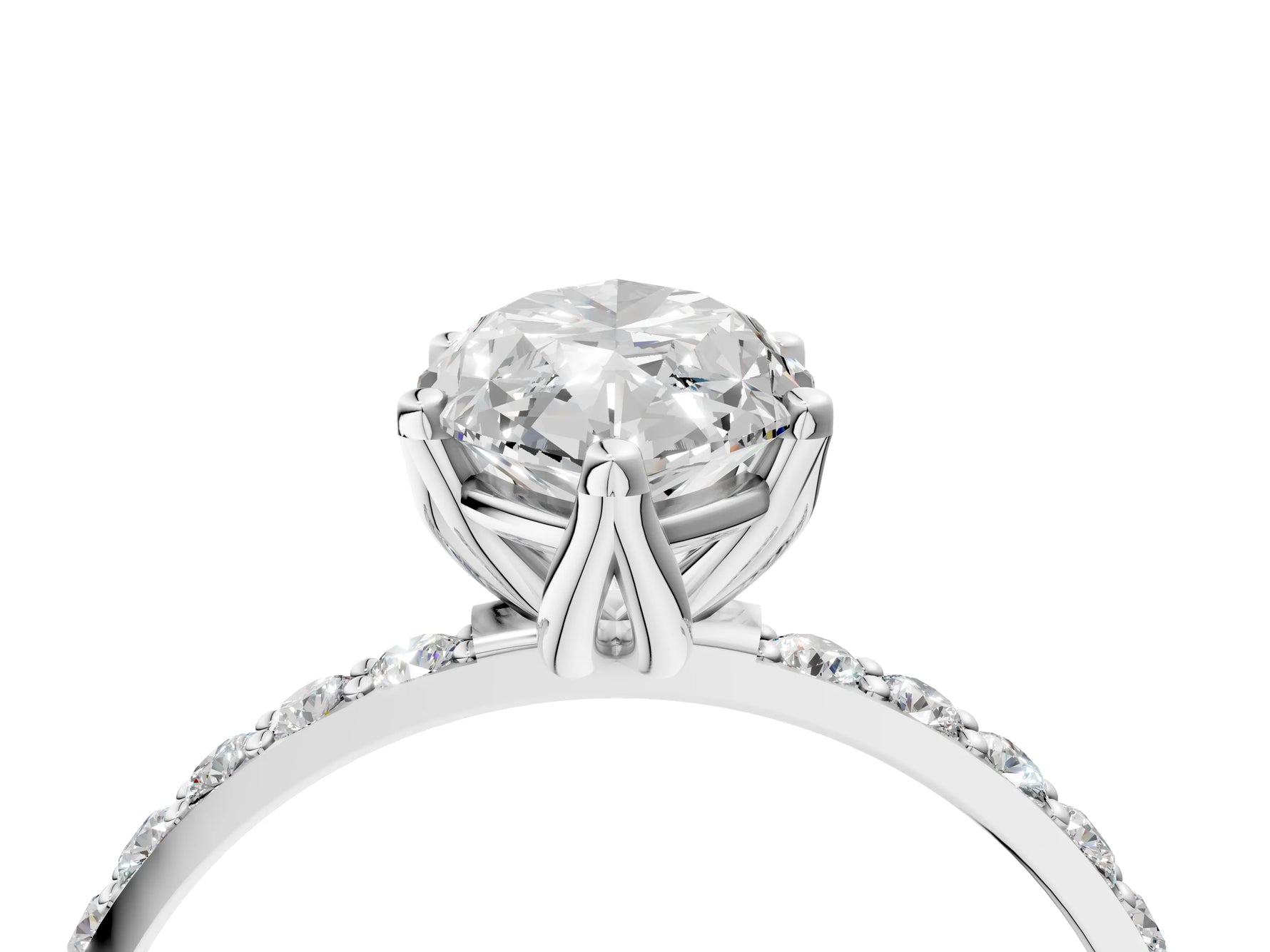 Marquise Cut Diamond Solitaire Ring in White gold with Round Shared Prong Pavé Band_22