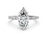 Marquise Cut Diamond Solitaire Ring in White gold with Shared Prong Marquise and Round Side Stones_12