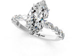 Marquise Cut Diamond Solitaire Ring in White gold with Shared Prong Marquise and Round Side Stones_13