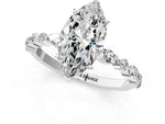 Marquise Cut Diamond Solitaire Ring in White gold with Shared Prong Marquise and Round Side Stones_37