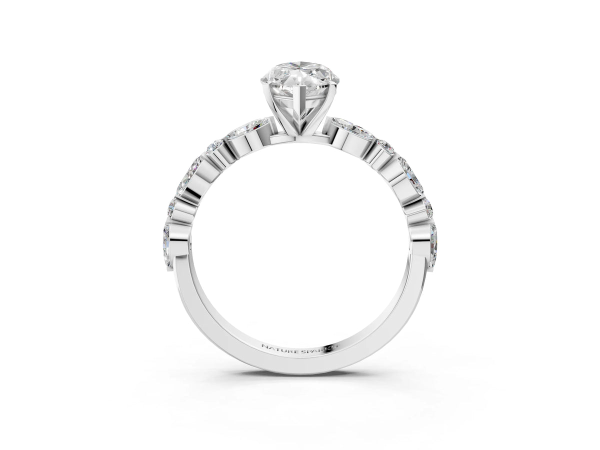 Marquise Cut Diamond Solitaire Ring in White gold with Shared Prong Marquise and Round Side Stones_39