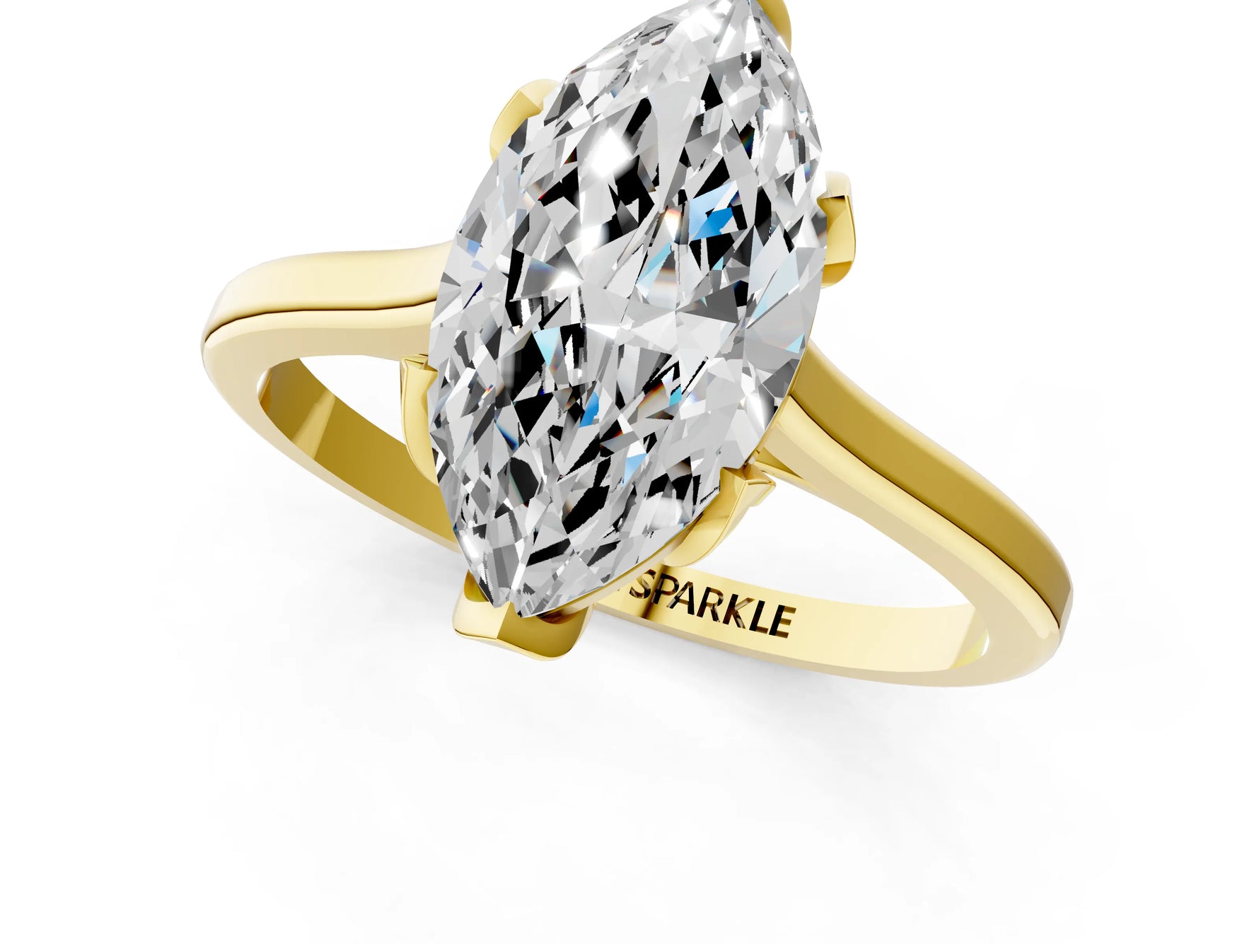 Marquise Cut Diamond Solitaire Ring in Yellow gold with Flower Prong Setting_19