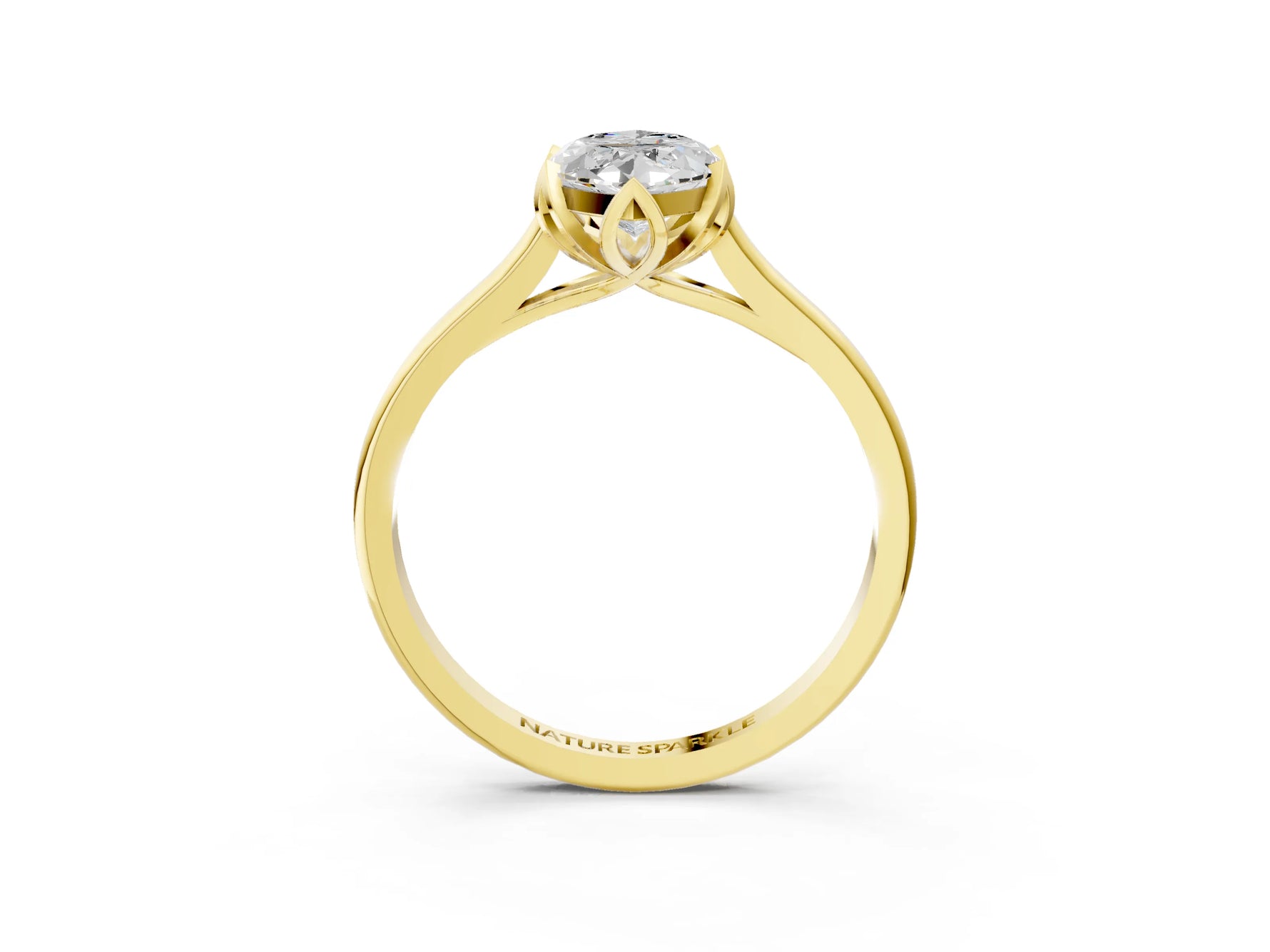 Marquise Cut Diamond Solitaire Ring in Yellow gold with Flower Prong Setting_21