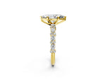Marquise Cut Diamond Solitaire Ring in Yellow gold with Pear and Round Cluster Band_14