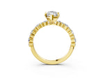 Marquise Cut Diamond Solitaire Ring in Yellow gold with Pear and Round Cluster Band_15