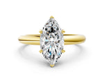 Marquise Cut Diamond Solitaire Ring in Yellow gold with Prong Setting and Rounded Band_18