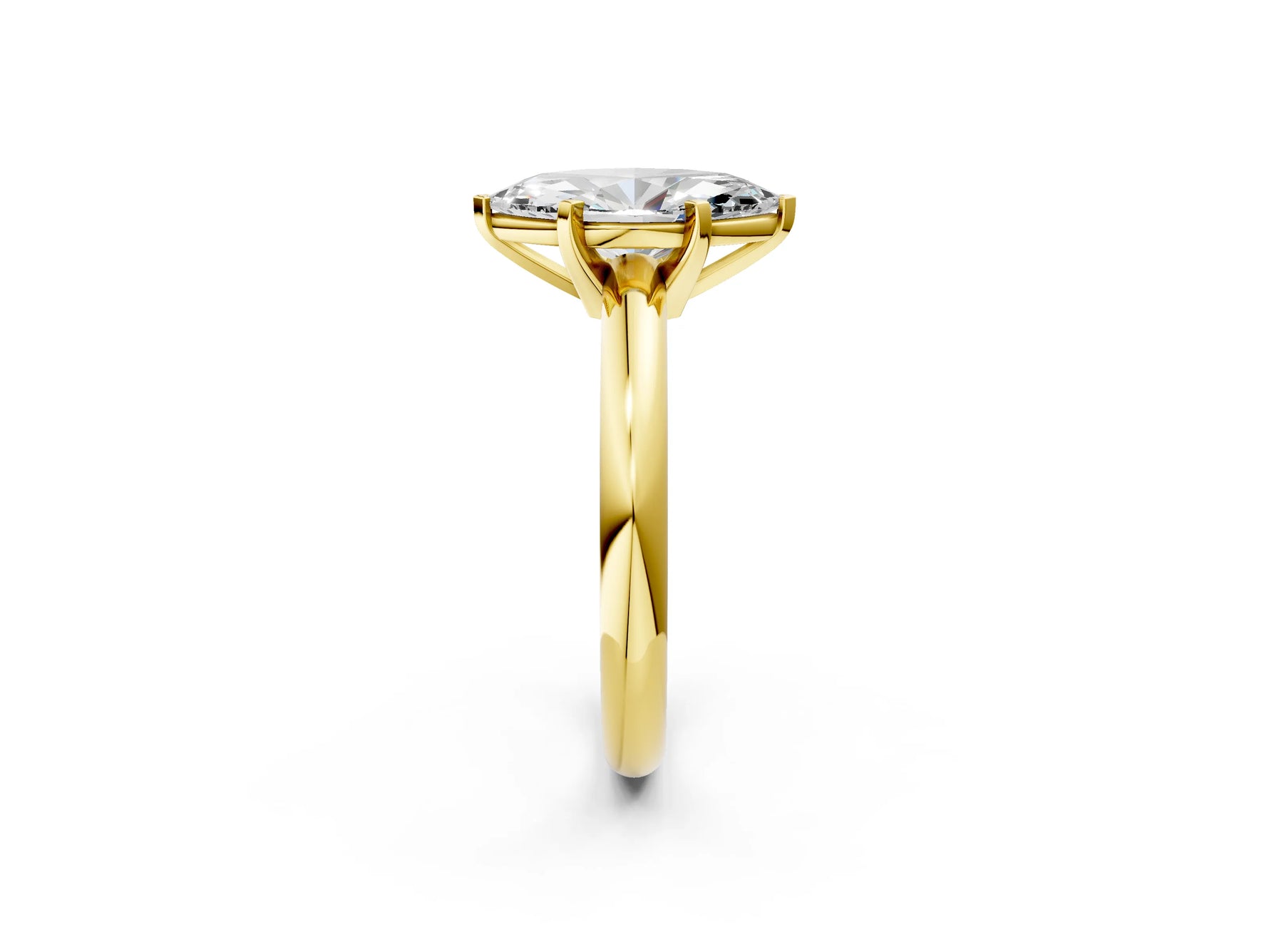 Marquise Cut Diamond Solitaire Ring in Yellow gold with Prong Setting and Rounded Band_20