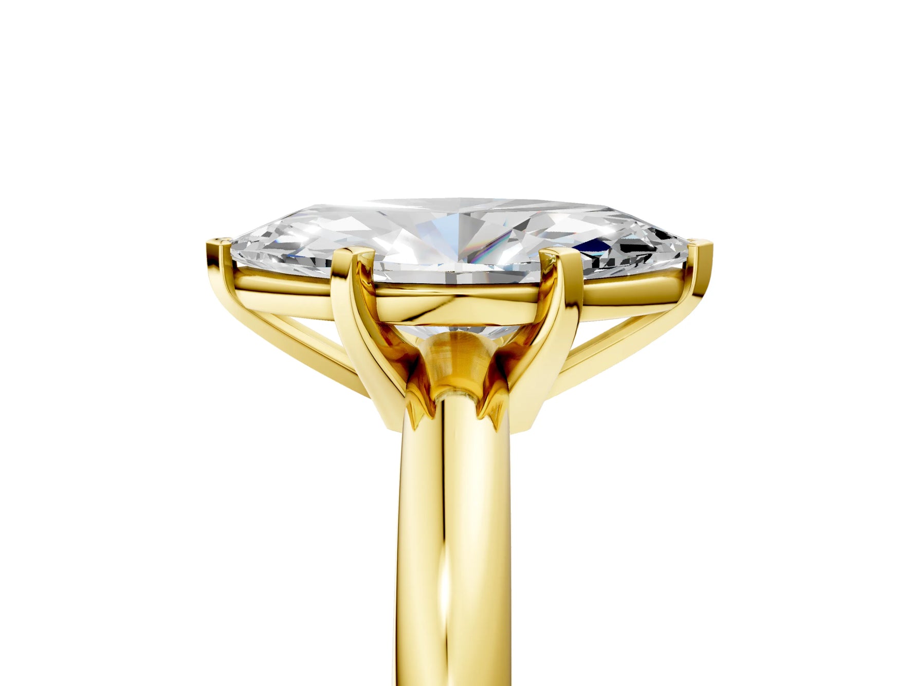 Marquise Cut Diamond Solitaire Ring in Yellow gold with Prong Setting and Rounded Band_23