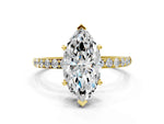 Marquise Cut Diamond Solitaire Ring in Yellow gold with Round Pavé Band_24