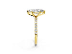 Marquise Cut Diamond Solitaire Ring in Yellow gold with Round Pavé Band_26