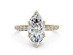Marquise Cut Diamond Solitaire Ring in Yellow gold with Round Shared Prong Pavé Band_18
