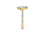 Marquise Cut Diamond Solitaire Ring in Yellow gold with Shared Prong Marquise and Round Side Stones_14