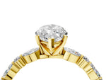 Marquise Cut Diamond Solitaire Ring in Yellow gold with Shared Prong Marquise and Round Side Stones_16