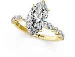 Marquise Cut Diamond Solitaire Ring in Yellow gold with Shared Prong Marquise and Round Side Stones_37