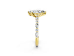 Marquise Cut Diamond Solitaire Ring in Yellow gold with Shared Prong Marquise and Round Side Stones_38