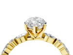 Marquise Cut Diamond Solitaire Ring in Yellow gold with Shared Prong Marquise and Round Side Stones_40