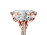 Marquise Cut Diamond Trellis Three-Stone Engagement Ring in Rose gold with Round Side Stones_23