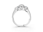 Marquise Cut Diamond Trellis Three-Stone Engagement Ring in White gold with Round Side Stones_21