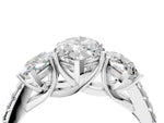 Marquise Cut Diamond Trellis Three-Stone Engagement Ring in White gold with Round Side Stones_22