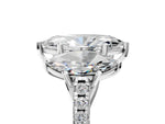 Marquise Cut Diamond Trellis Three-Stone Engagement Ring in White gold with Round Side Stones_23