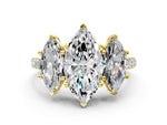 Marquise Cut Diamond Trellis Three-Stone Engagement Ring in Yellow gold with Round Side Stones_18