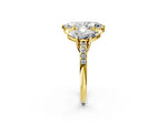 Marquise Cut Diamond Trellis Three-Stone Engagement Ring in Yellow gold with Round Side Stones_20