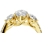 Marquise Cut Diamond Trellis Three-Stone Engagement Ring in Yellow gold with Round Side Stones_22