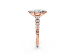 Marquise Cut Diamond Vintage Scroll Solitaire Ring in Rose gold with Graduated Round Side Stones_14